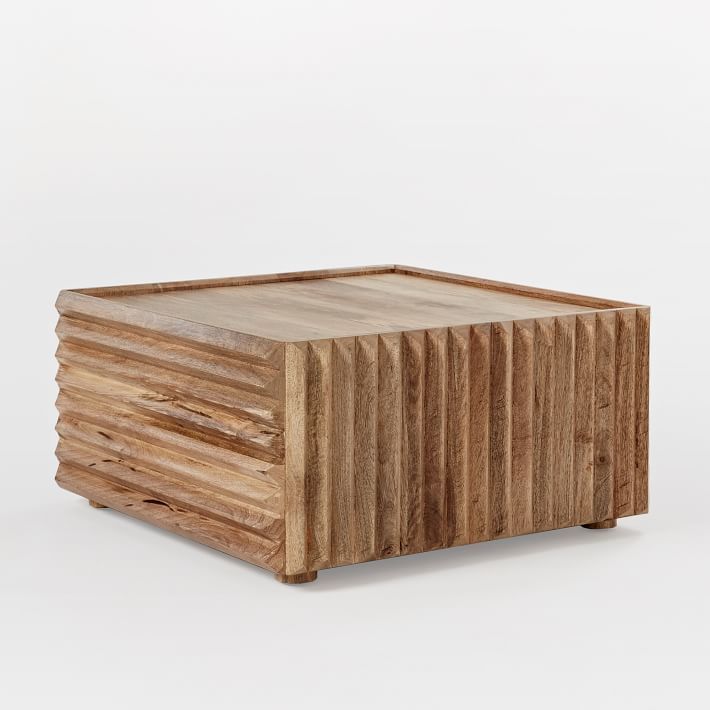 Orchid Carved Wood Coffee Table