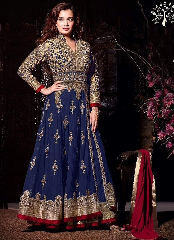 Dia Mirza Blue Georgette Anarkali Suits