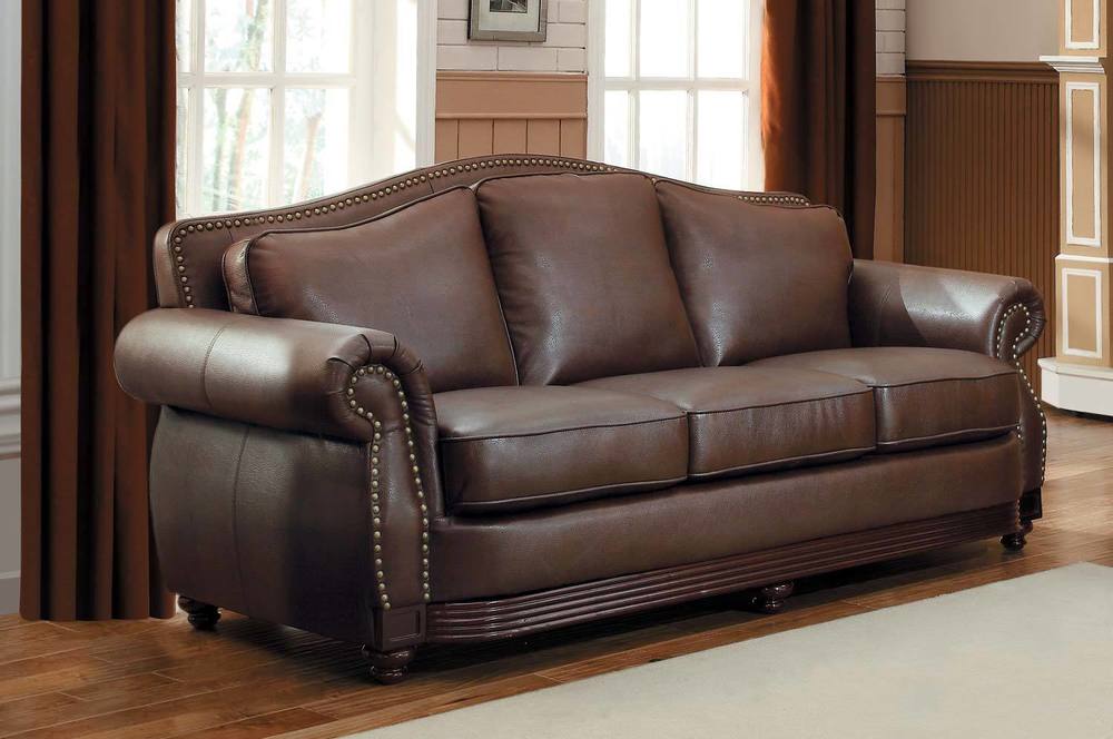 Maria Three Seater Sofa in Brown Finish