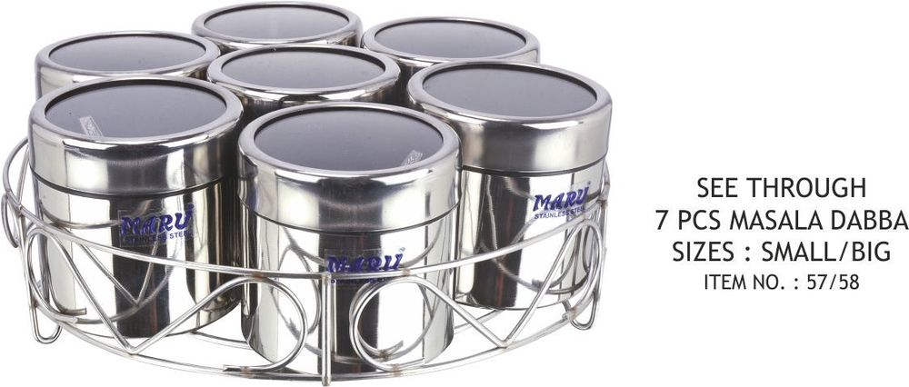 See Through 7 Pcs Masala Dabba (Samll / Big)