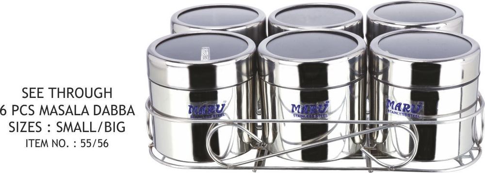 See Through Masala Dabba 6 pcs