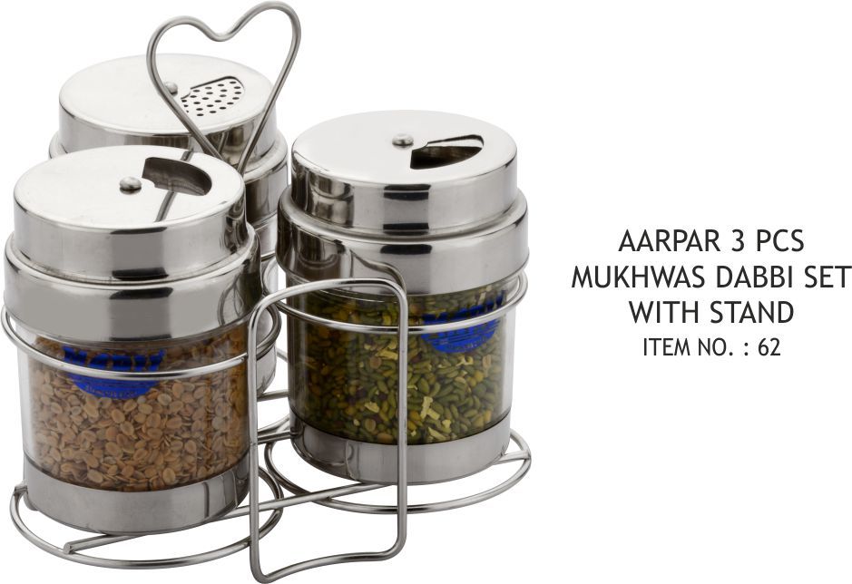 Aar Par Mukhwas dabba Set With Stand 3 Pcs