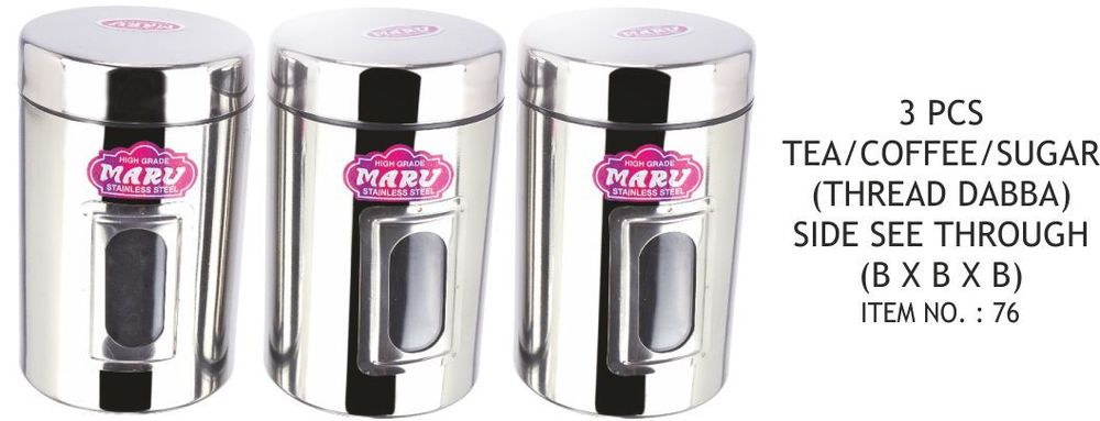 Tea / Coffee / Sugar Thread Dabba Side See Through