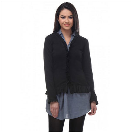 Katrin - Black Full Sleeves Relaxed Fit Cardigan