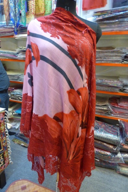 100% Pashmina Hand Woven printed French Lace Shawls 