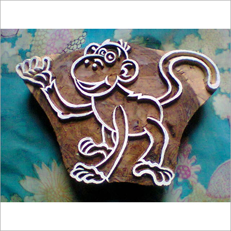 Monkey wooden printing stamps for printing on fabric (3 pcs pack)