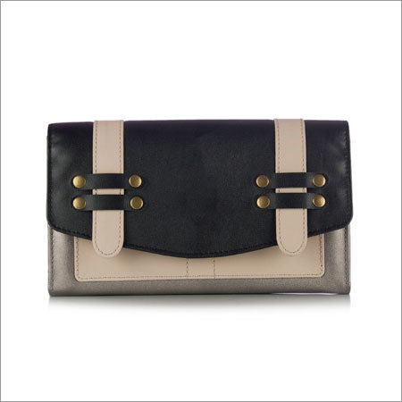 Designer Leather Wallet - Genuine Leather, 4x7 Inches, Black/Beige | Snap Closure, Multiple Compartments, Seamless Finish, Wear Resistant