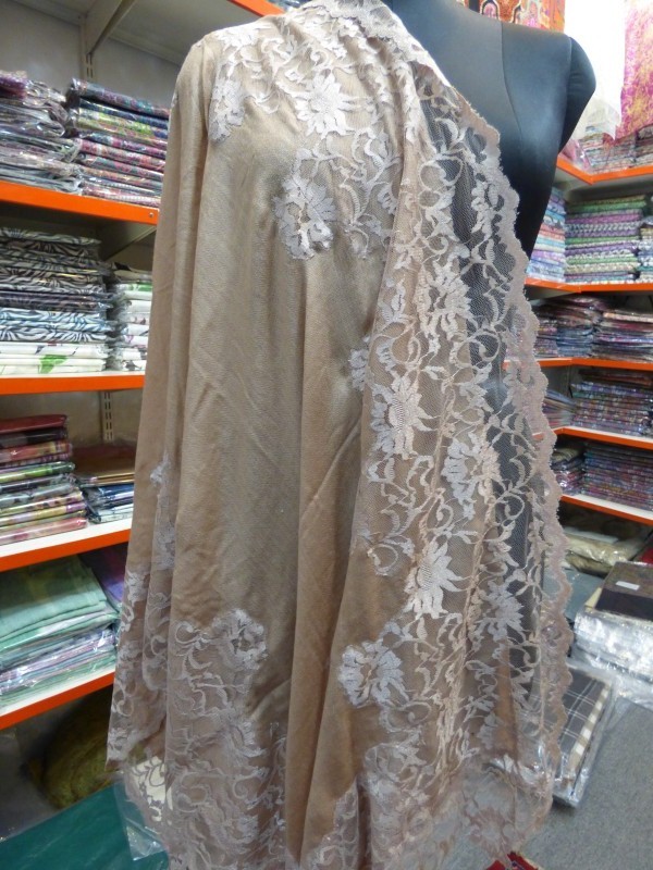 100% wool Metalic French Lace shawls