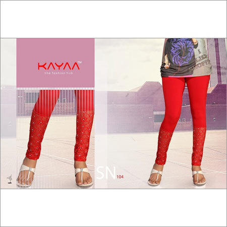 Half Net Red Color Lycra Legging