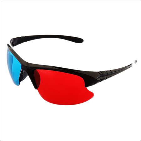 3D Plastic Ana-Glyph Glasses Red/Blue. New Bottom Rimless Sports Style. For AnaGlyph 3D Content