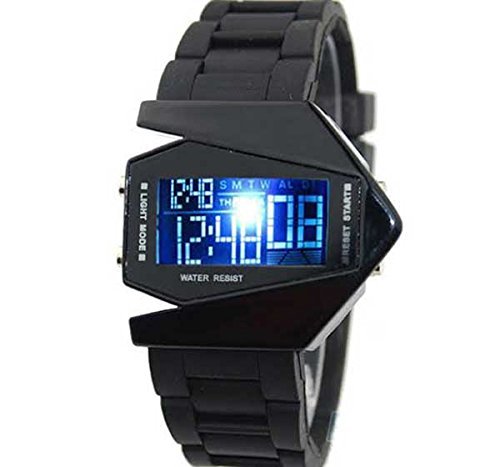 Digital Rocket Led Fighter Army Black Stealth Bracelet Watch for Men