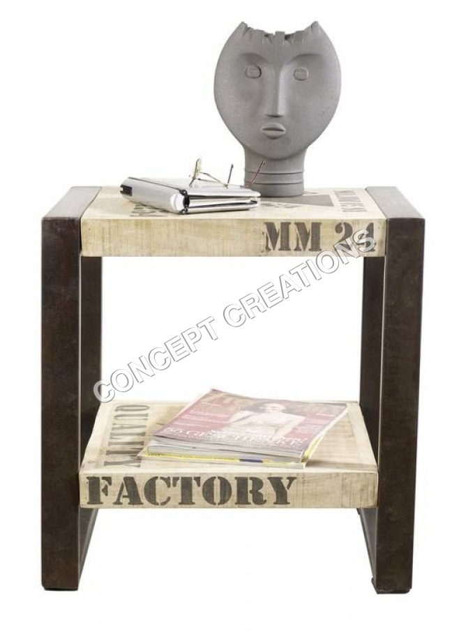 Iron Wooden End Table