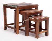 Reclaimed Wooden Stool Set of 3