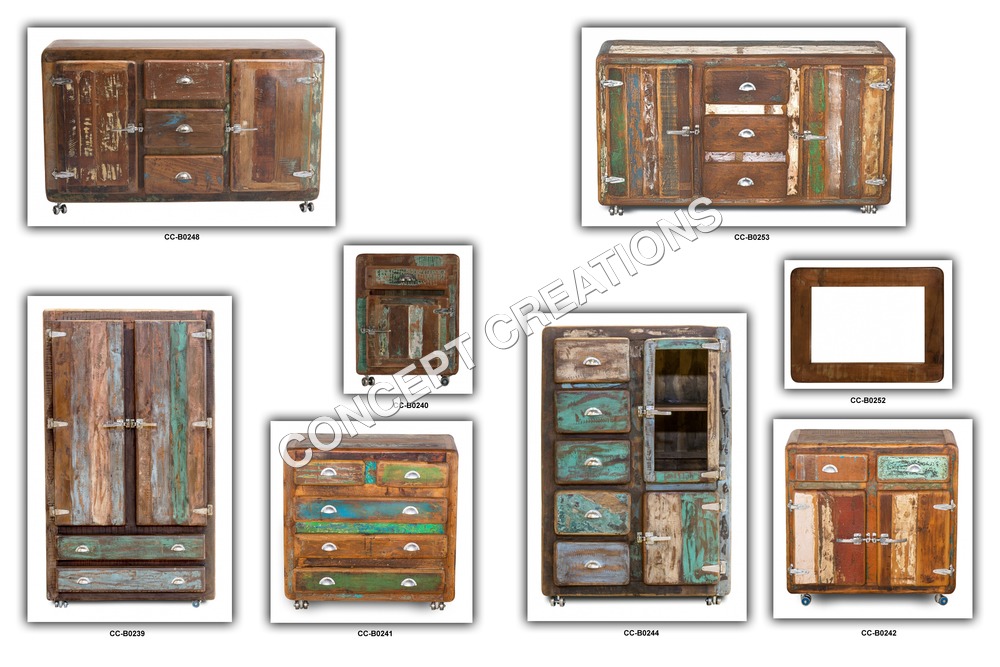 Reclaimed Furniture - Reclaimed Wood, Varied Dimensions | Handcrafted, Rustic Charm, Distressed Finish, Metal Hardware, Eco-Friendly, Durable, Versatile, Customizable, Partial Assembly