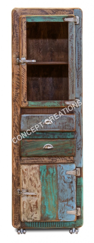 Reclaimed Wooden Glass Cabinet