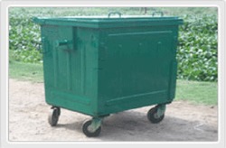 Garbage Collection Container - 1100 Ltrs Capacity Pressed Steel Lightweight Design Closed Hygienic Type Meets DIN Standards Compatible with RCV Bin Handlers