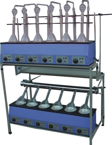 Kjeldahl Distillation and Digestion Unit Combined - Mild Steel Stand, 500W Heating Element, 12 Condenser Clamps | Modular Design, Individual Control, Efficient Digestion, Precise Distillation