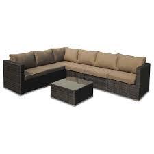 Sofa - Fabric & Wicker, 72x72 Inches, Brown | Comfortable Seating For 6, Durable Frame, Easy Assembly, Weather Resistant, Stylish Design