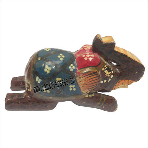 WJE - 1039 WOODEN PAINTED ELEPHANT