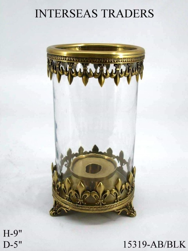Glass Chimney Brass Hurricane