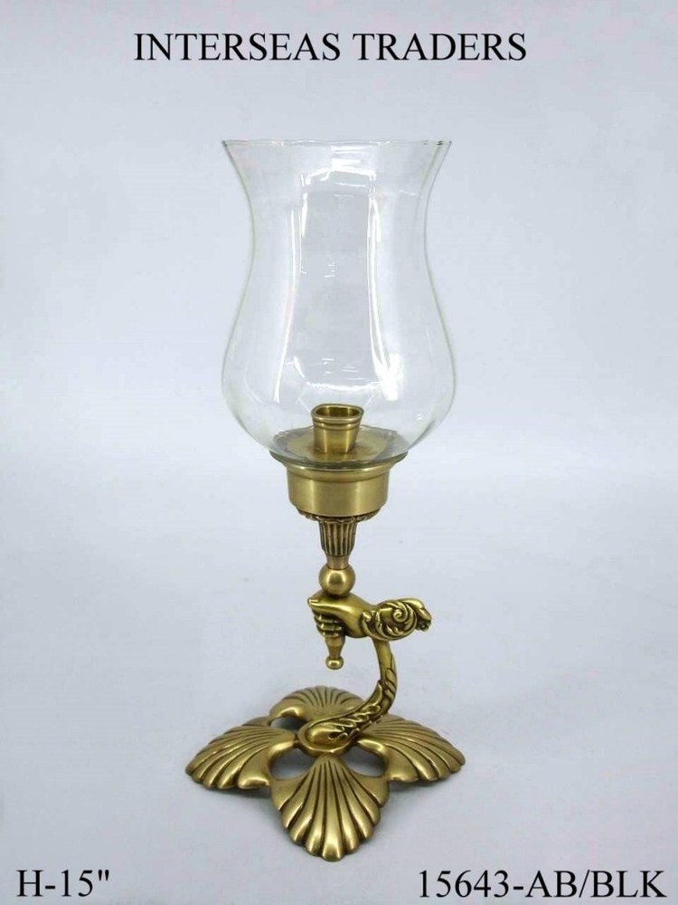 Brass Hurricane with Glass Chimney