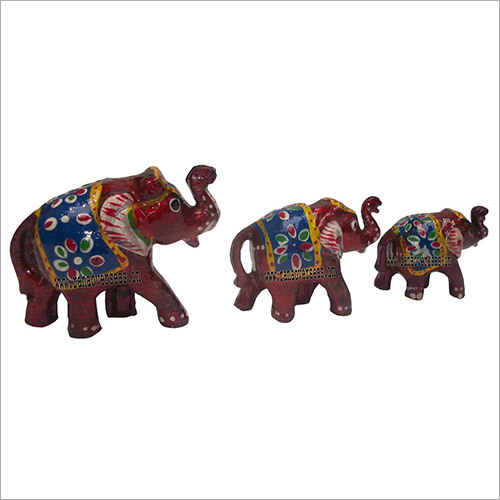 WJE-1007  Wooden Painted Thick Elephant Set 3 pcs