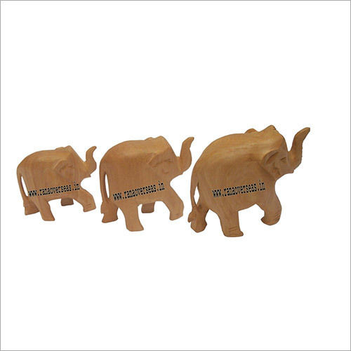 WJE-1023 Wooden Plain Elephant Set 3 pcs