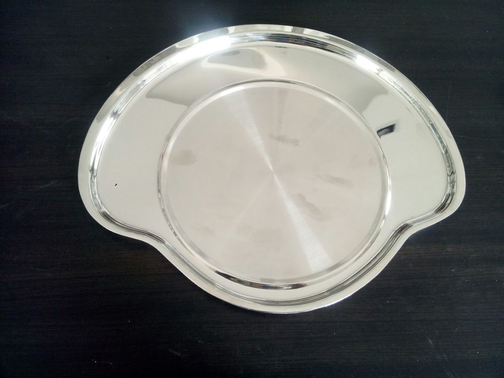 Stainless Steel Platter Plates - Round Polished Silver Finish | Rust Proof Highly Durable Easy to Wash Compact Design