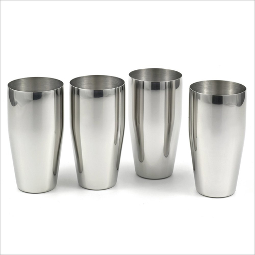 Stainless Steel Glass - Polished Round Design | Silver Finish, Durable Quality, Various Sizes Available