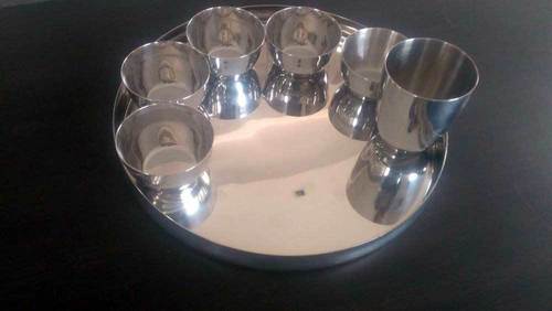 Stainless Steel Thali With Katori - Round, Polished Silver Finish | Elegant Design, Durability, Unmatched Quality, Smooth Finish