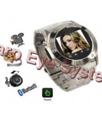 Bluetooth Watch For Mobile - Black Band, 1.4 Inch TFT Display, Tri-Band GSM | Bluetooth 1.2, Media Playback, Touchscreen, Hands-Free Calling, 512MB Memory