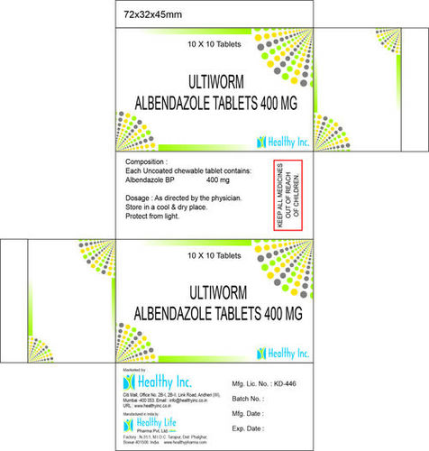 400 mg Ultiworm Albendazole USP Tablet