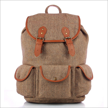 Woolen Herringbone Backpack with Laptop Protection