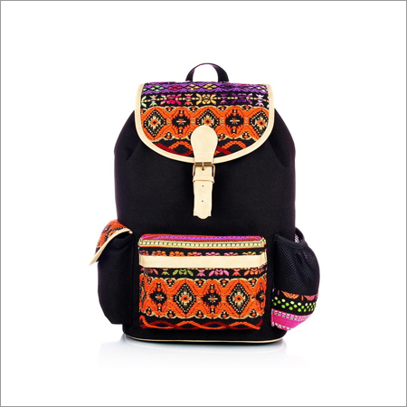 Black Jacquard Backpack with Laptop Protection