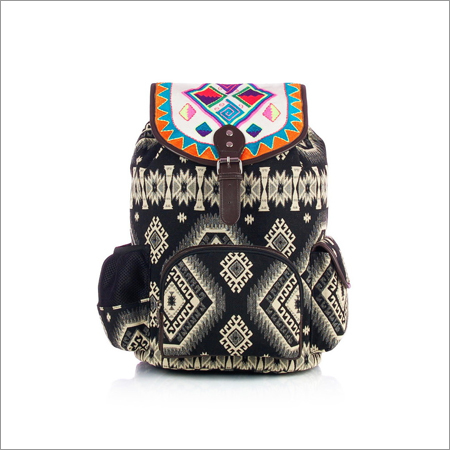 Black Jacquard Backpack with Laptop Protection