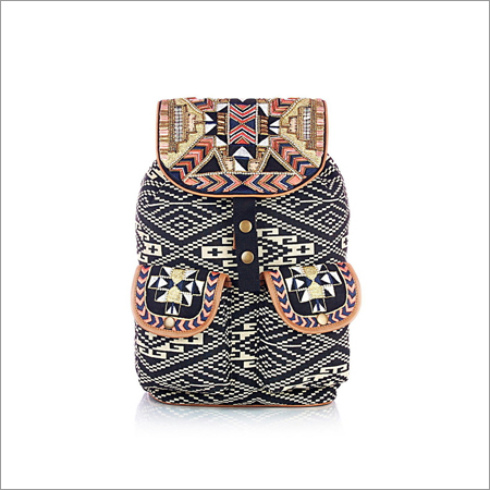 Aztec Embroidered Canvas Backpack