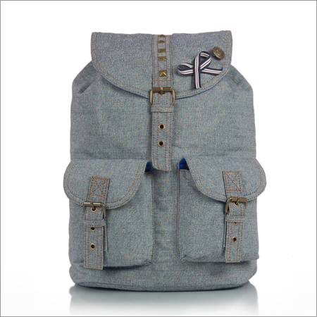 Denim Studded Backpack