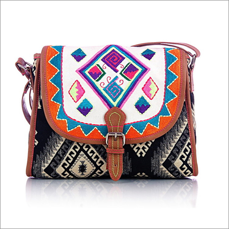 Embroidered Jacquard Cross Body Bag