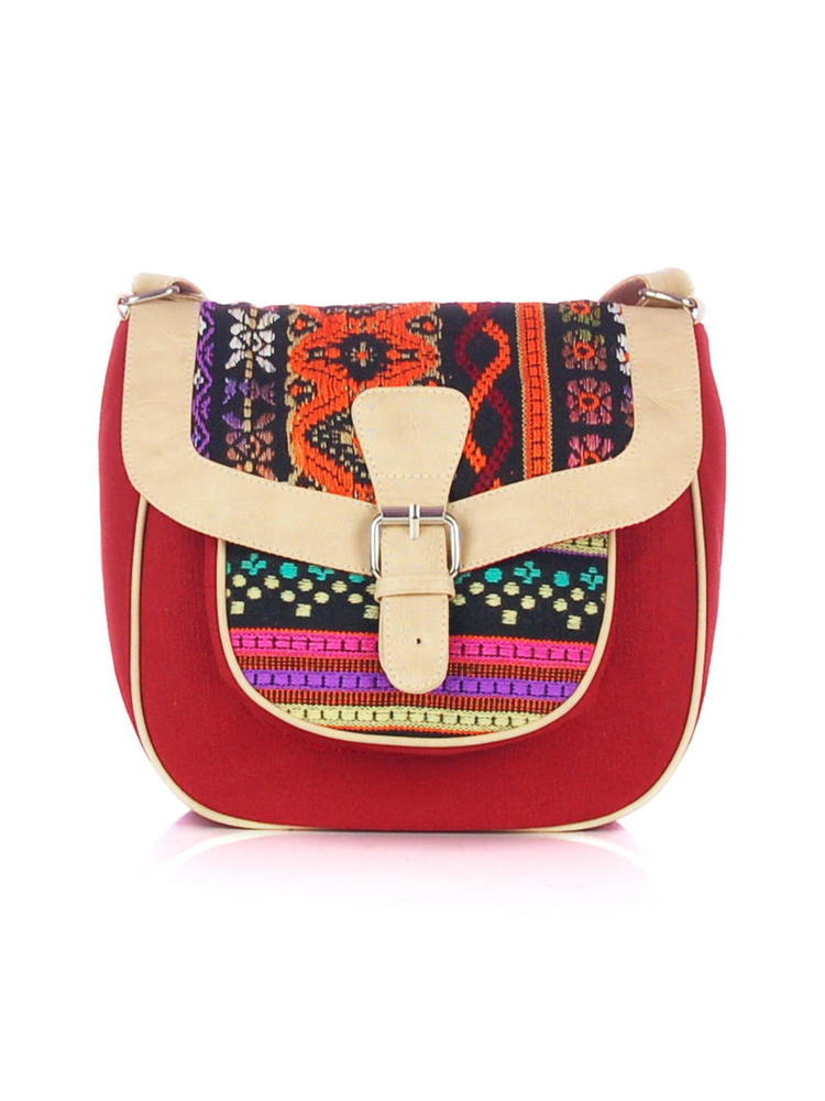 Red Jacquard Cross Body Bag