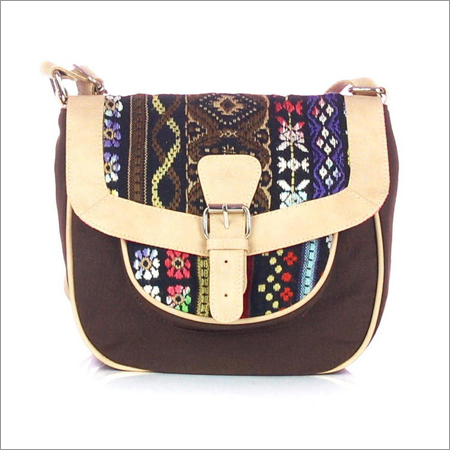 Brown Jacquard Cross Body Bag