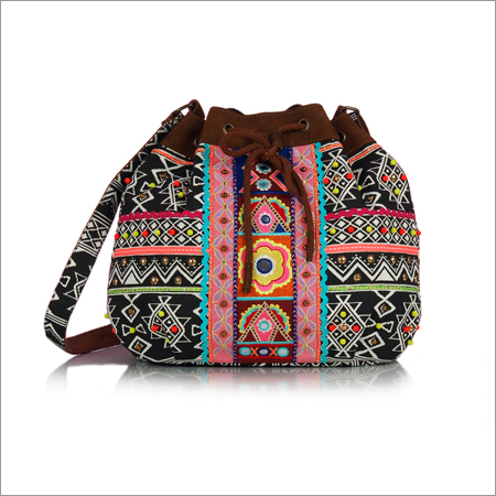 Folk Canvas Embellished Cross Body Bag