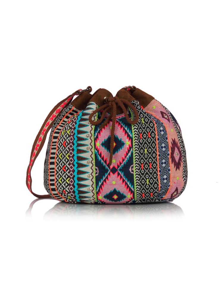 Jacquard Embellished Cross Body Bag