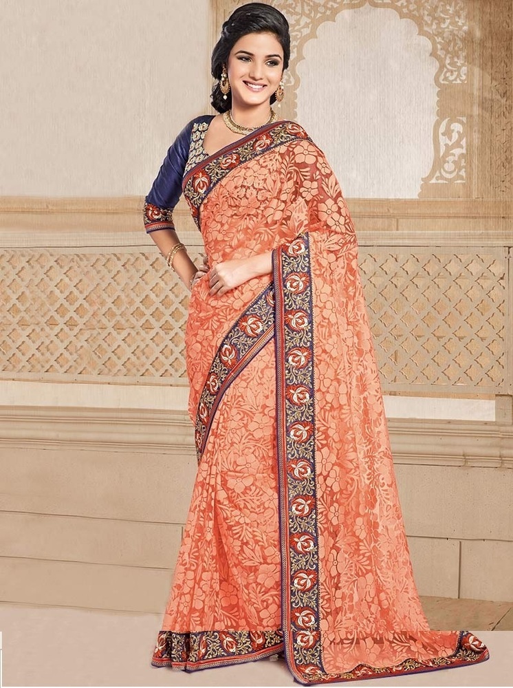 Net Brasso Flower- Fancy Sarees