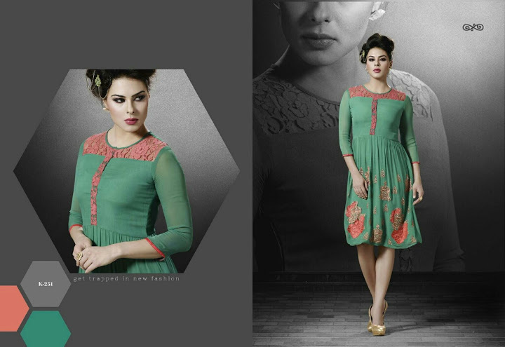 Urbane - Chiffon, Multiple Sizes, Green | Floral Embroidery, Elegant Design, Soft Fabric, Comfortable Fit, Stylish A-line Knee-Length