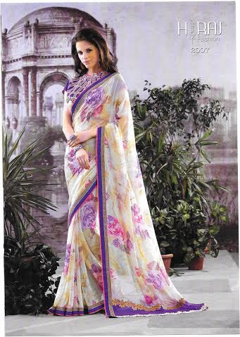HRAJ_SCROSS--GEORGETTE DIGITAL PRINTED SAREES