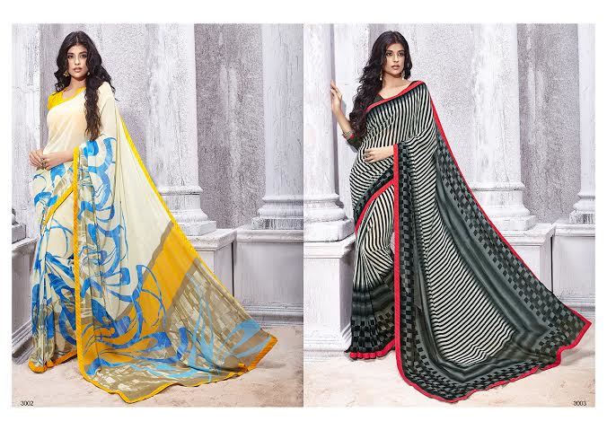 Goergette printed sarees