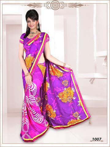 KAREENA--CHIFFON PRINTED SAREES WITH BORDERS