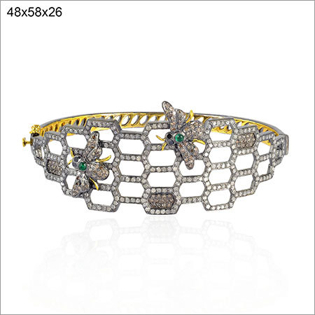 18k Gold Emerald Gemstone Bangle Jewelry