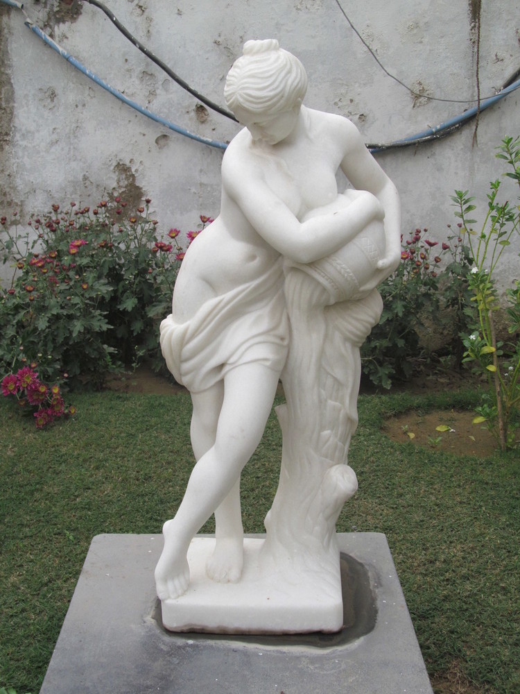 Marble Figure - Premium Quality Marble, 12 Inches Tall | Artistic Collectible, Elegant Garden & Home Decoration, Ideal for Holidays & Weddings