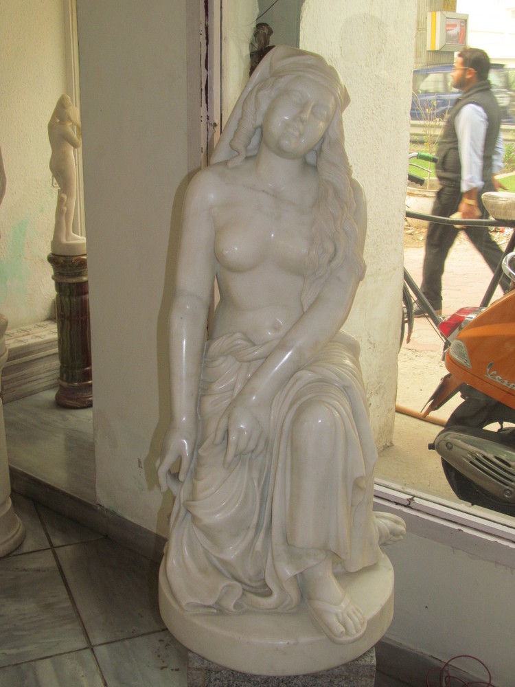 Sculpture Half Nude Woman Marble Statue